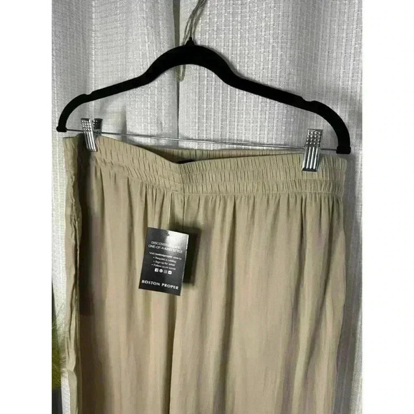 NEW Boston Proper Women’s Large Wide Leg Flowy High Rise Beige Ankle Pants NWT - Picture 3 of 11